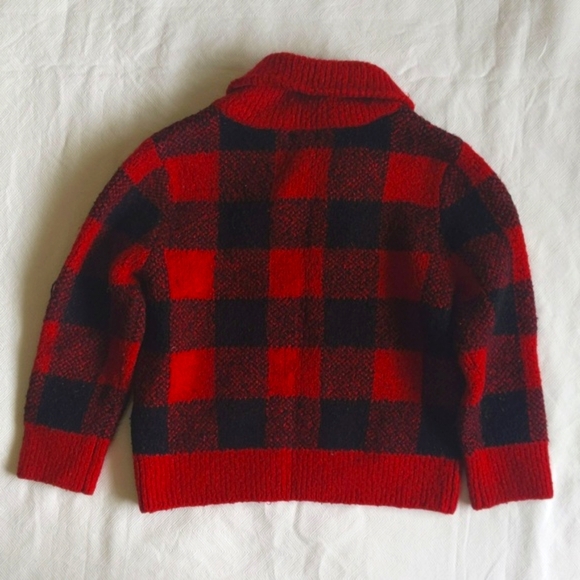 joe fresh buffalo check plaid shawl collar sweater 3T toddler unisex - Picture 4 of 5